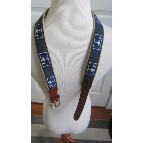 LEATHER MAN LTD. CANVAS BELT SOUTH CAROLINA PALM & MOON LOGO  SIZE 32 - Picture 1 of 4